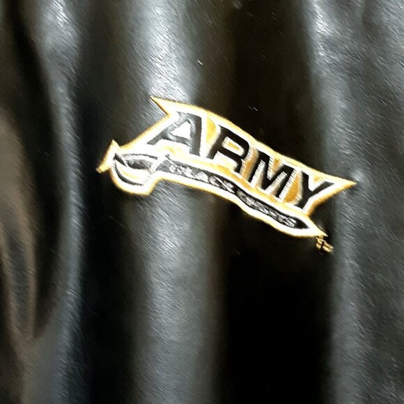 Steve & Barrys XXL Army Black & Gold Faux Leather Jacket - Picture 4 of 6